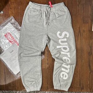 Supreme Heather Gray Joggers with White Logo